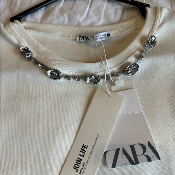 Zara white top with embellishments - Picture 4 of 5